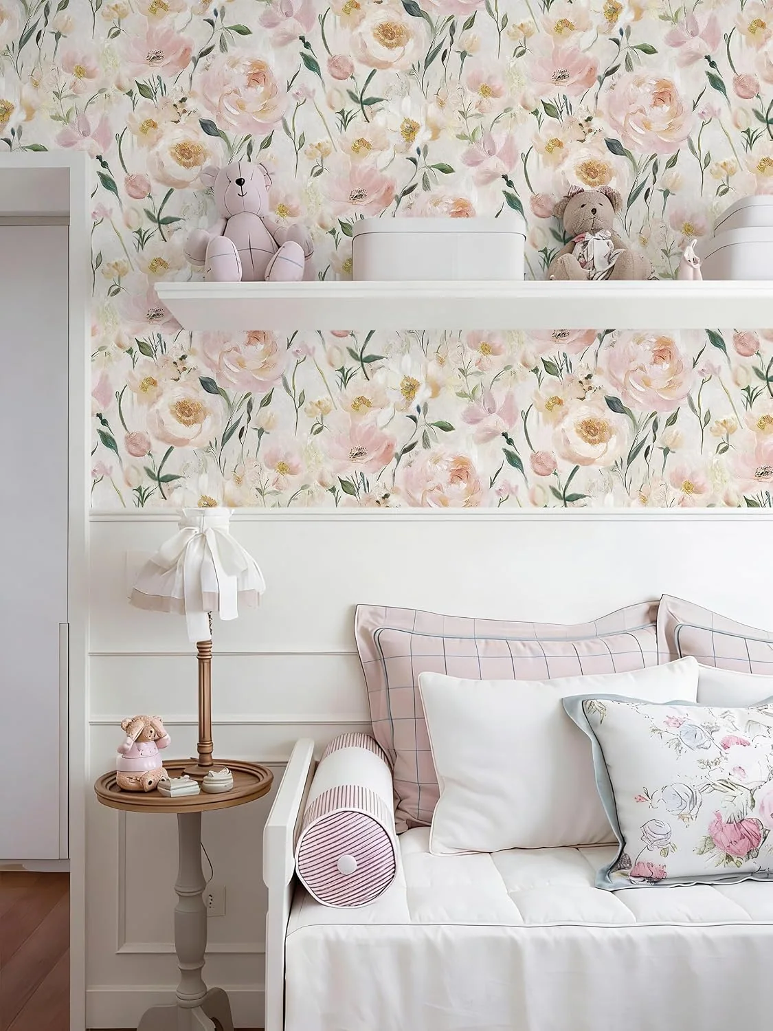 Heroad Pink Peony peel and stick wallpaper in a room