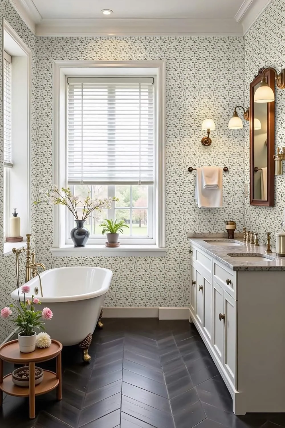 Heroad Green Farmhouse Floral peel and stick wallpaper in a room