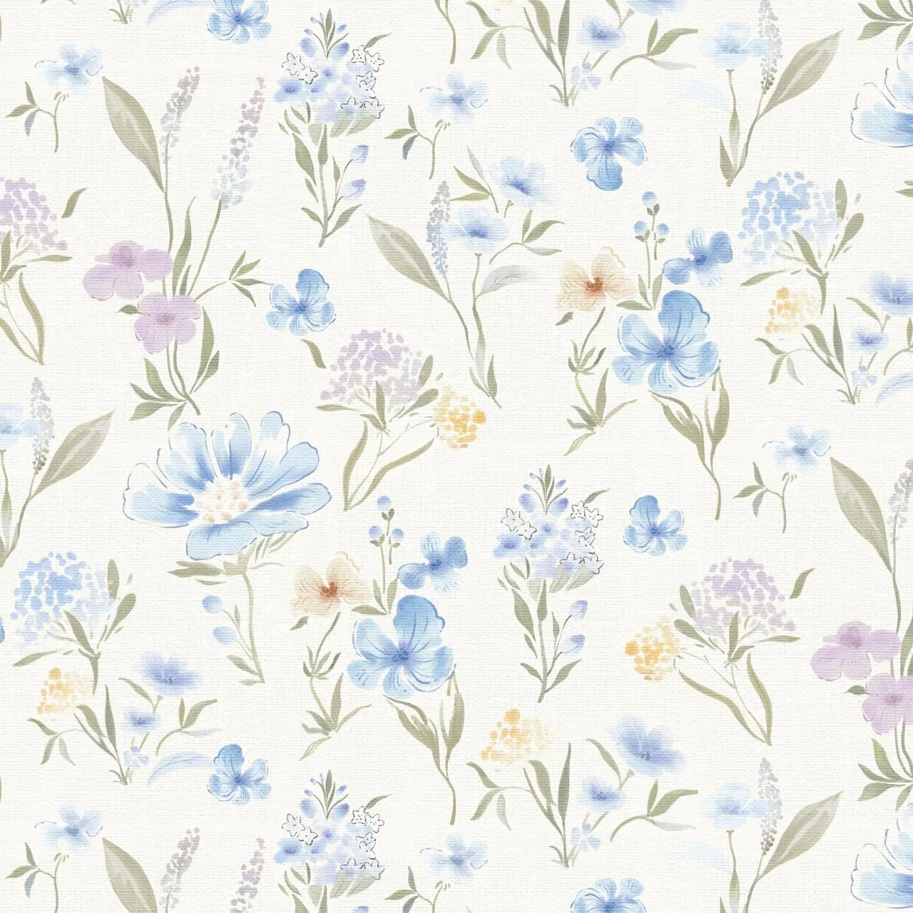 Heroad Blue Vintage Botanical peel and stick wallpaper, swatch