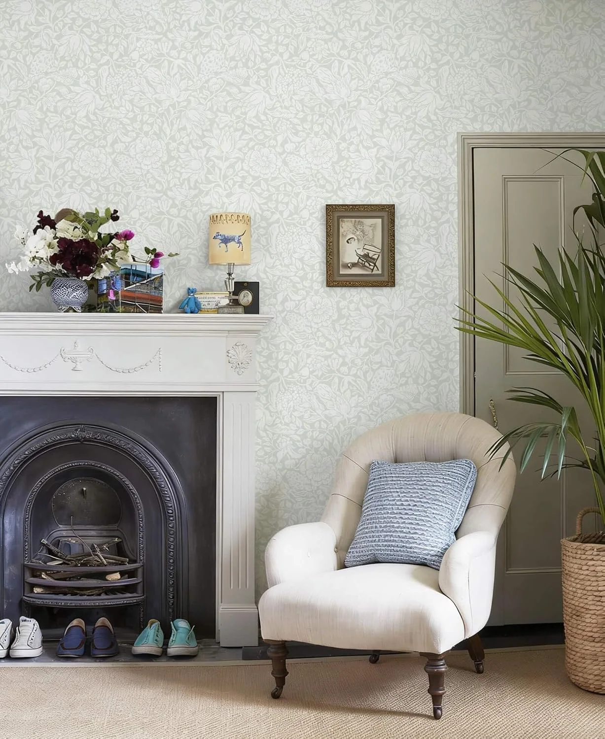 Heroad Green William Morris peel and stick wallpaper in a room