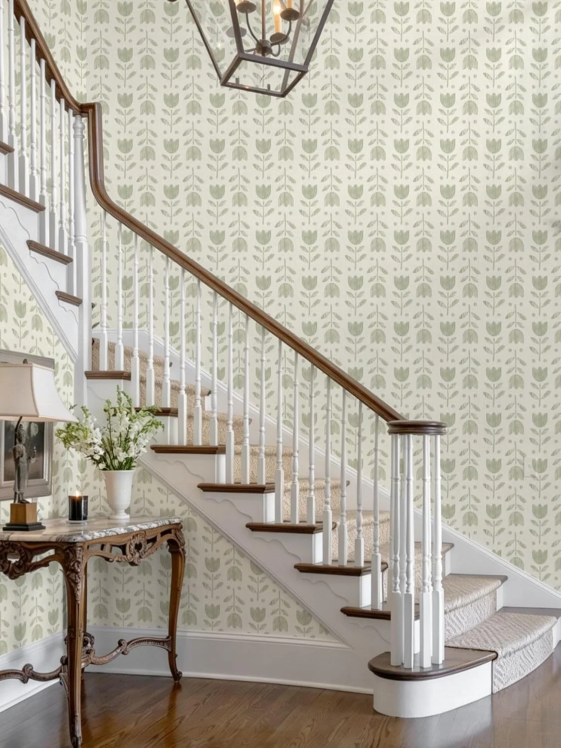 Heroad Sage Tulip peel and stick wallpaper in a room