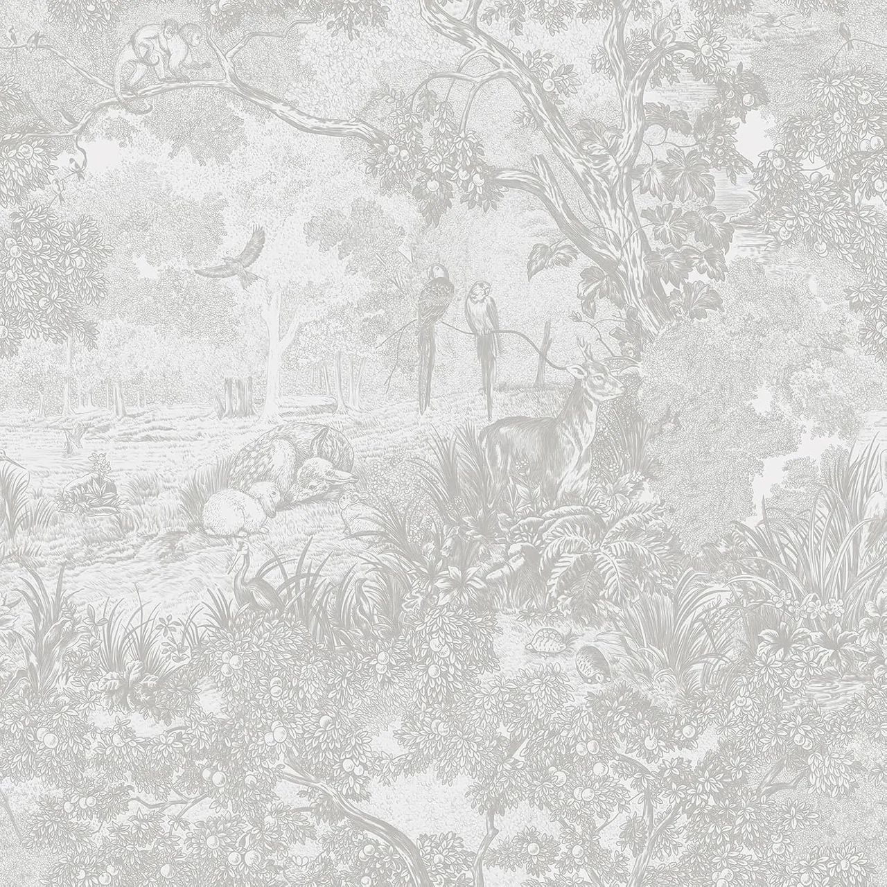 Heroad Grey Forest Animals peel and stick wallpaper, swatch