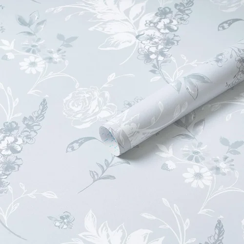 Heroad Blue French Floral peel and stick wallpaper