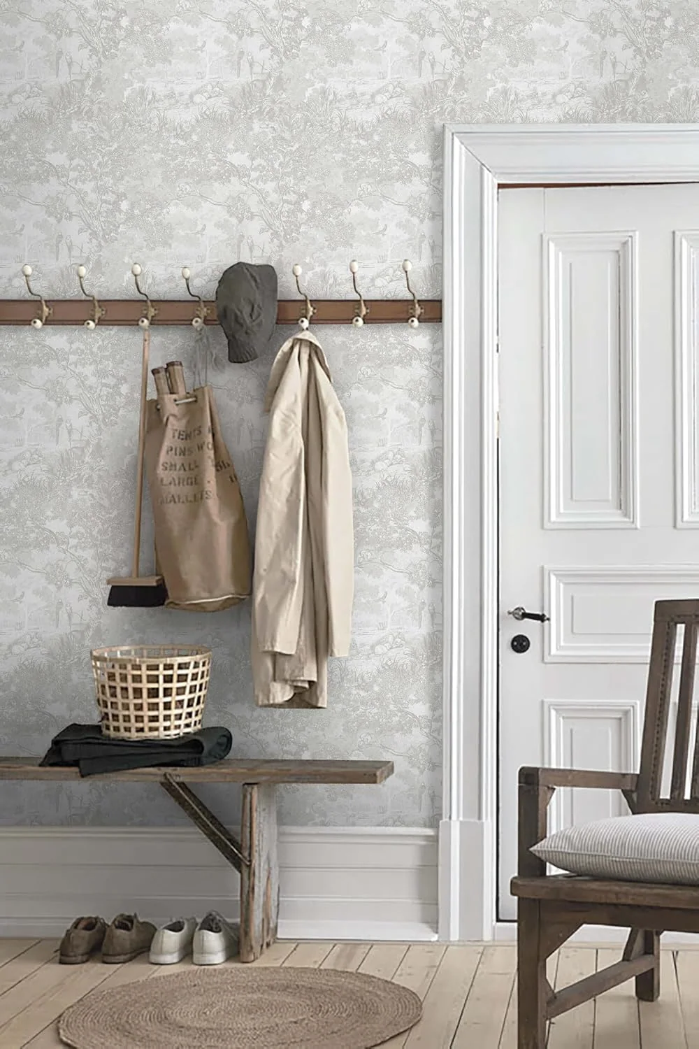 Heroad Grey Forest Animals peel and stick wallpaper in a room