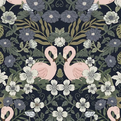 Dark Blue Vintage Floral, picture 1