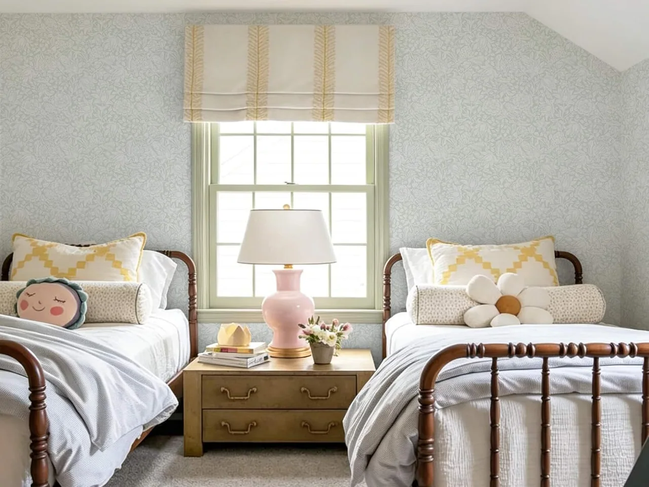 Heroad Green William Morris peel and stick wallpaper in a room