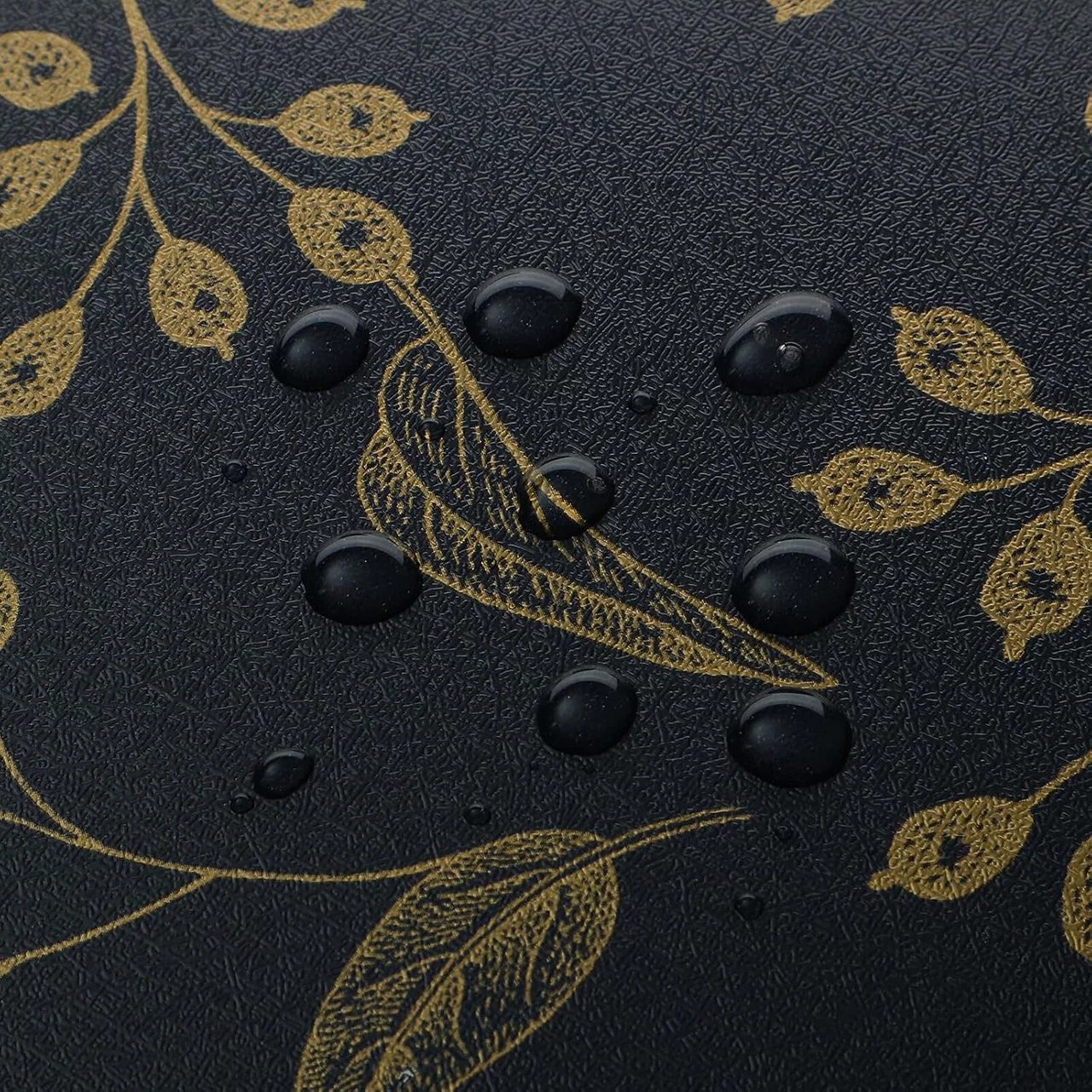 Heroad Dark Blue and Gold Modern Floral peel and stick wallpaper in a room