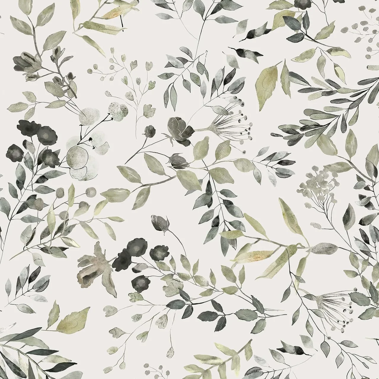 Heroad Green Vintage Leaf peel and stick wallpaper, swatch