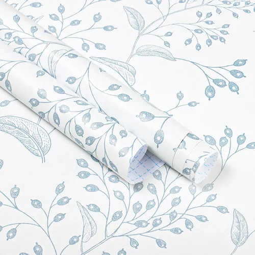 Heroad Light Blue Boho Floral peel and stick wallpaper