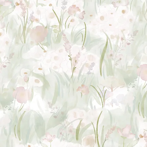 Heroad Green Watercolor Cottage Floral peel and stick wallpaper