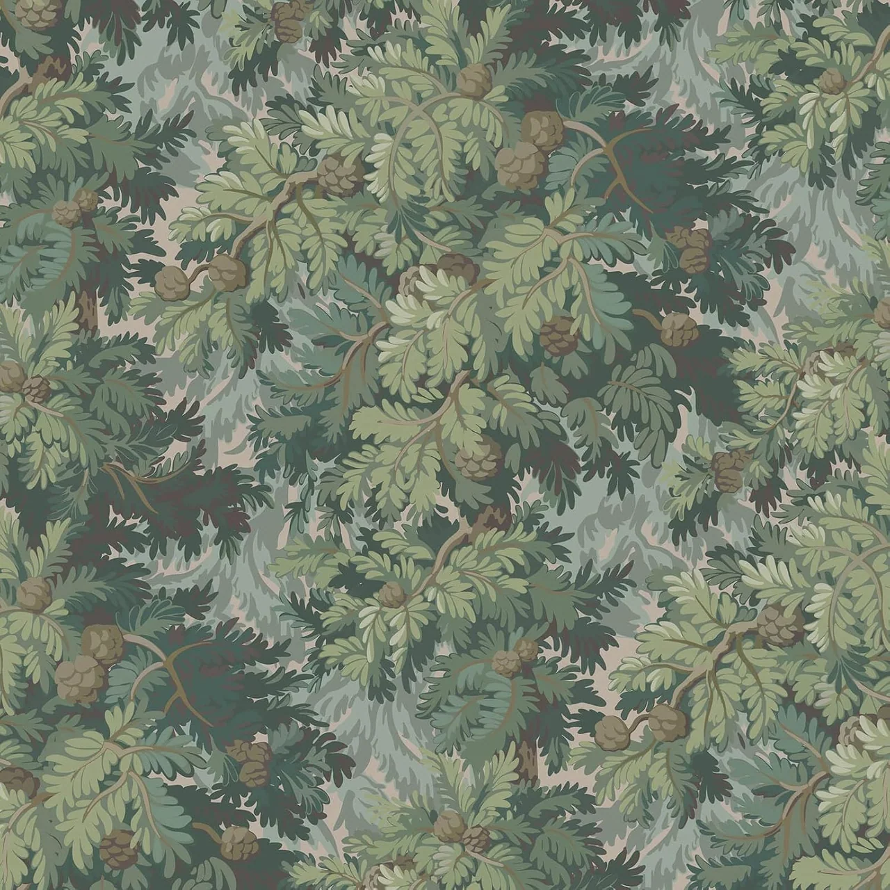 Heroad Dark Green Vintage Botanical peel and stick wallpaper, swatch