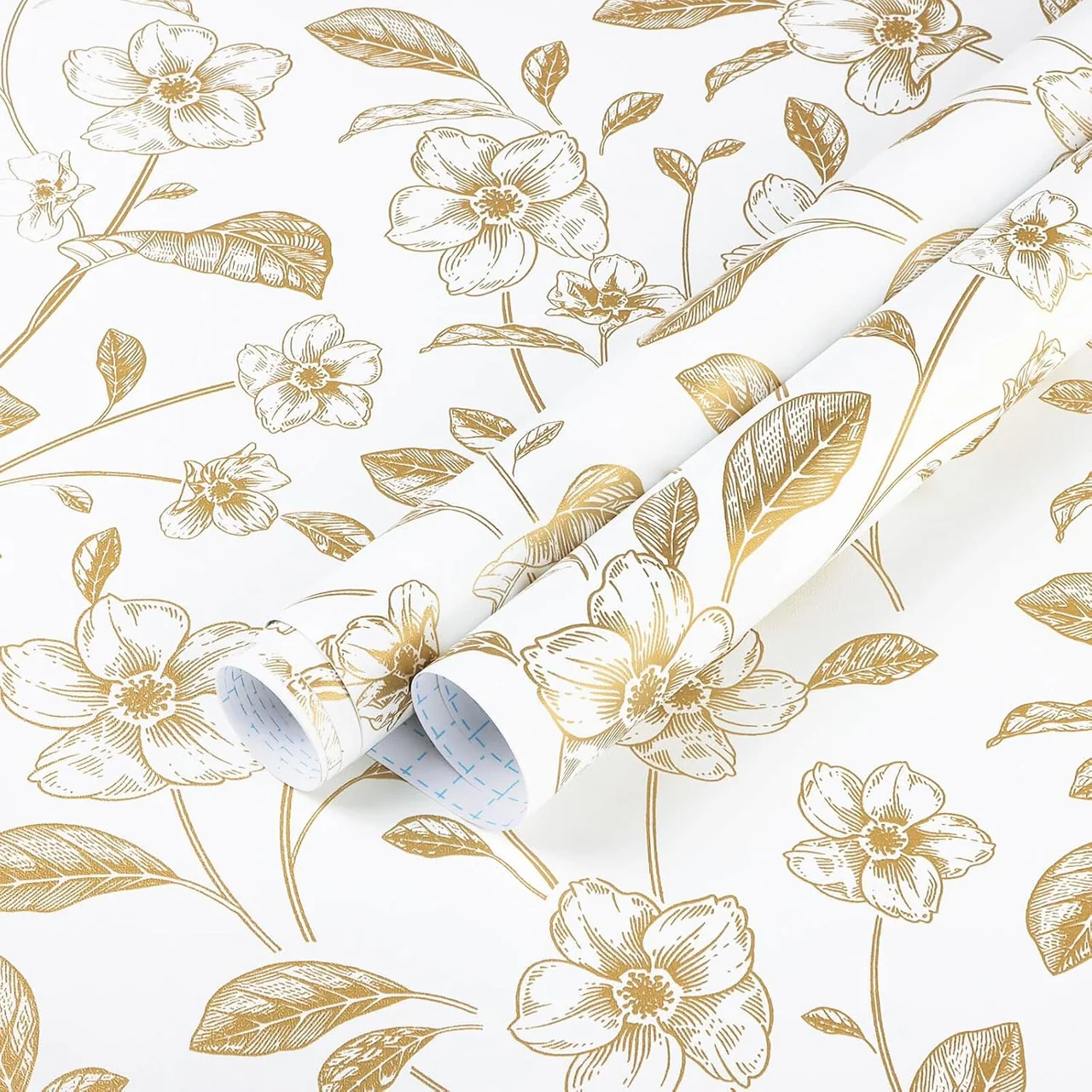 Heroad White Boho Floral peel and stick wallpaper, swatch