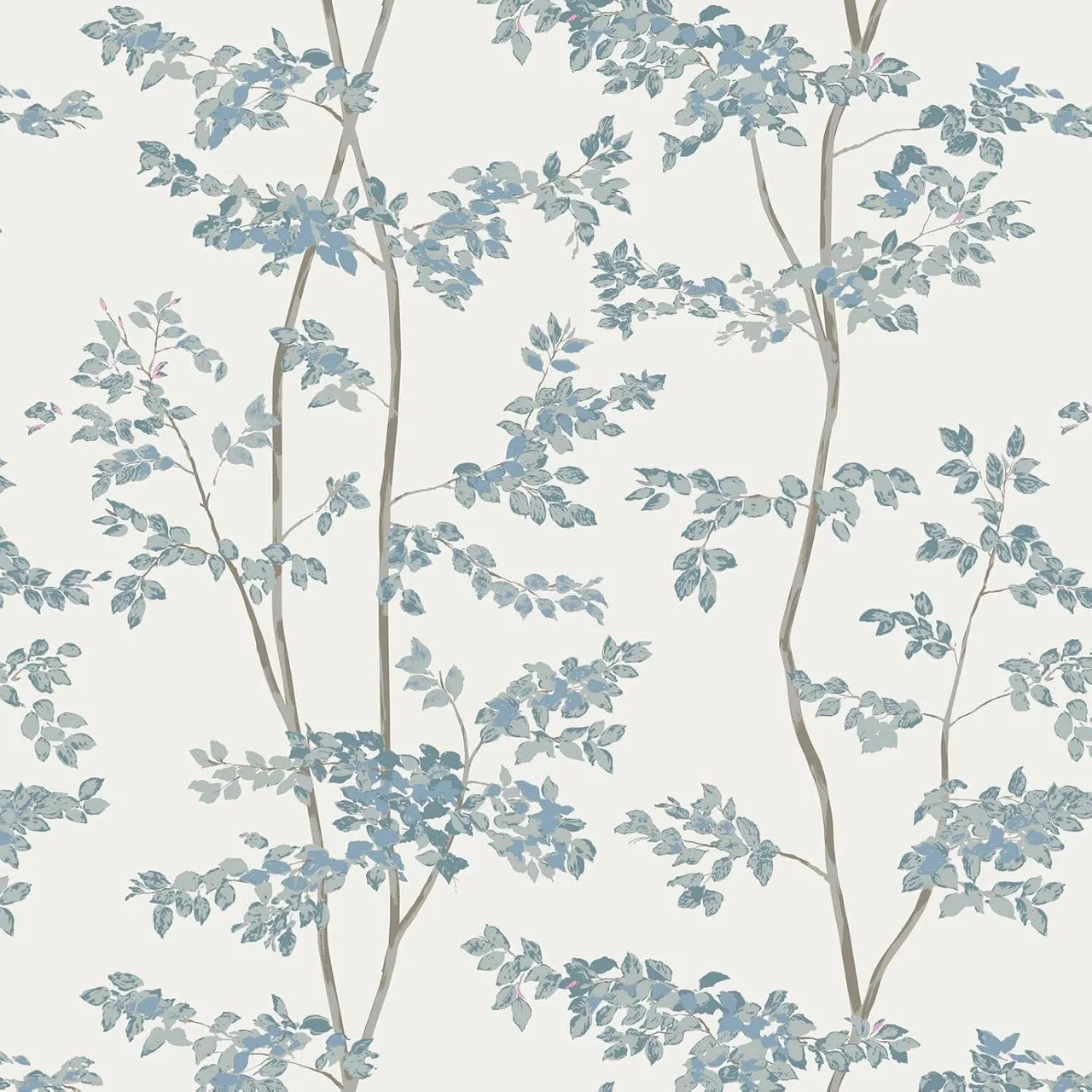 Heroad Blue and White Cottage Leaf peel and stick wallpaper, swatch