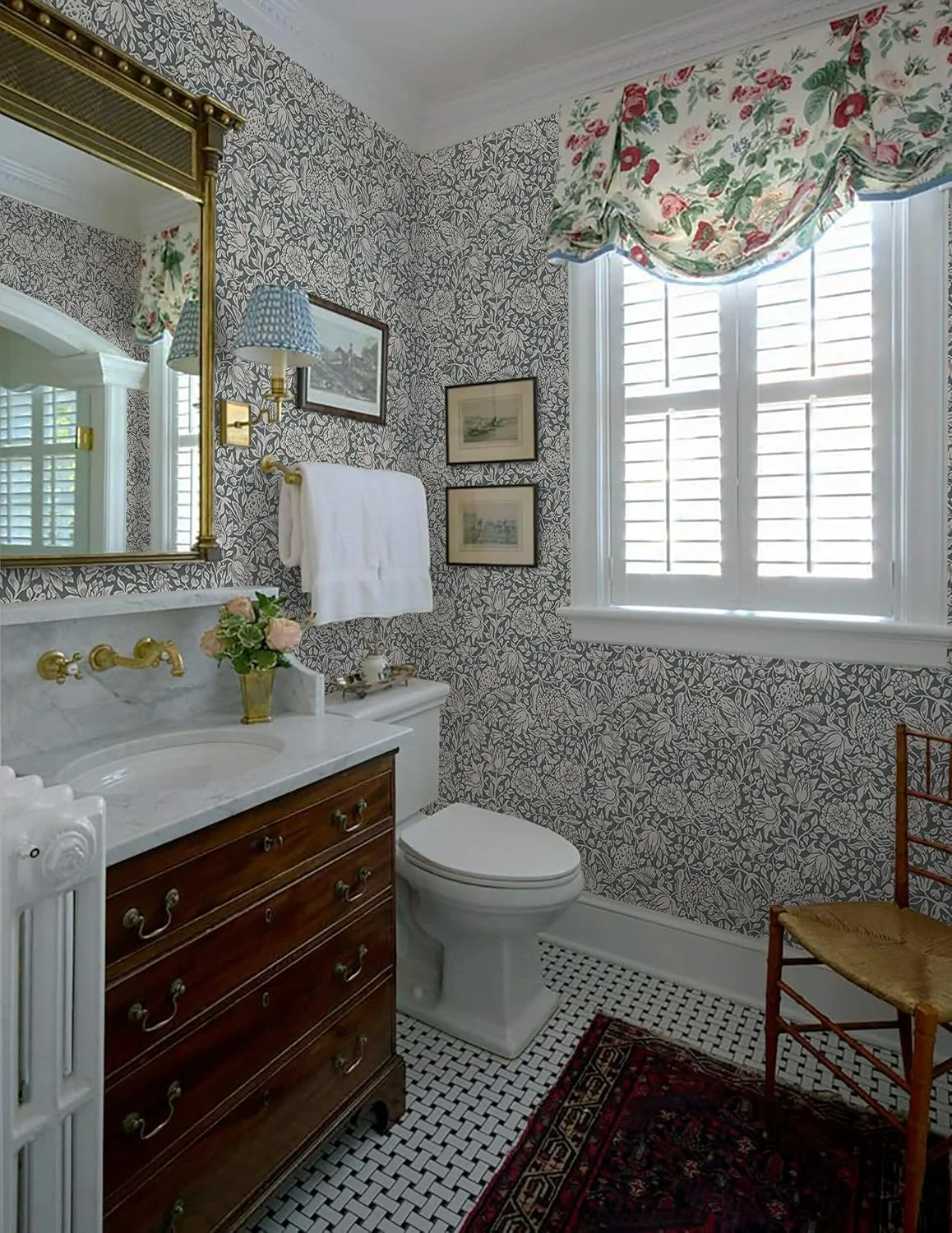Heroad Dark Blue William Morris peel and stick wallpaper in a room