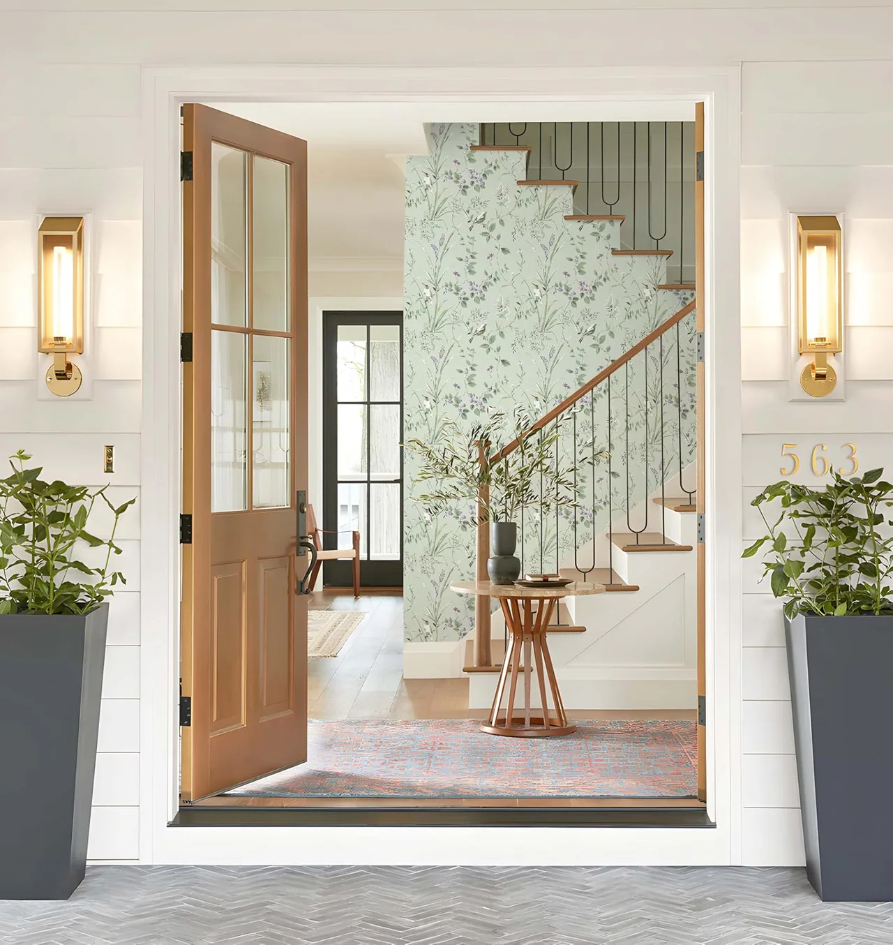 Heroad Green Cottage Floral peel and stick wallpaper in a room