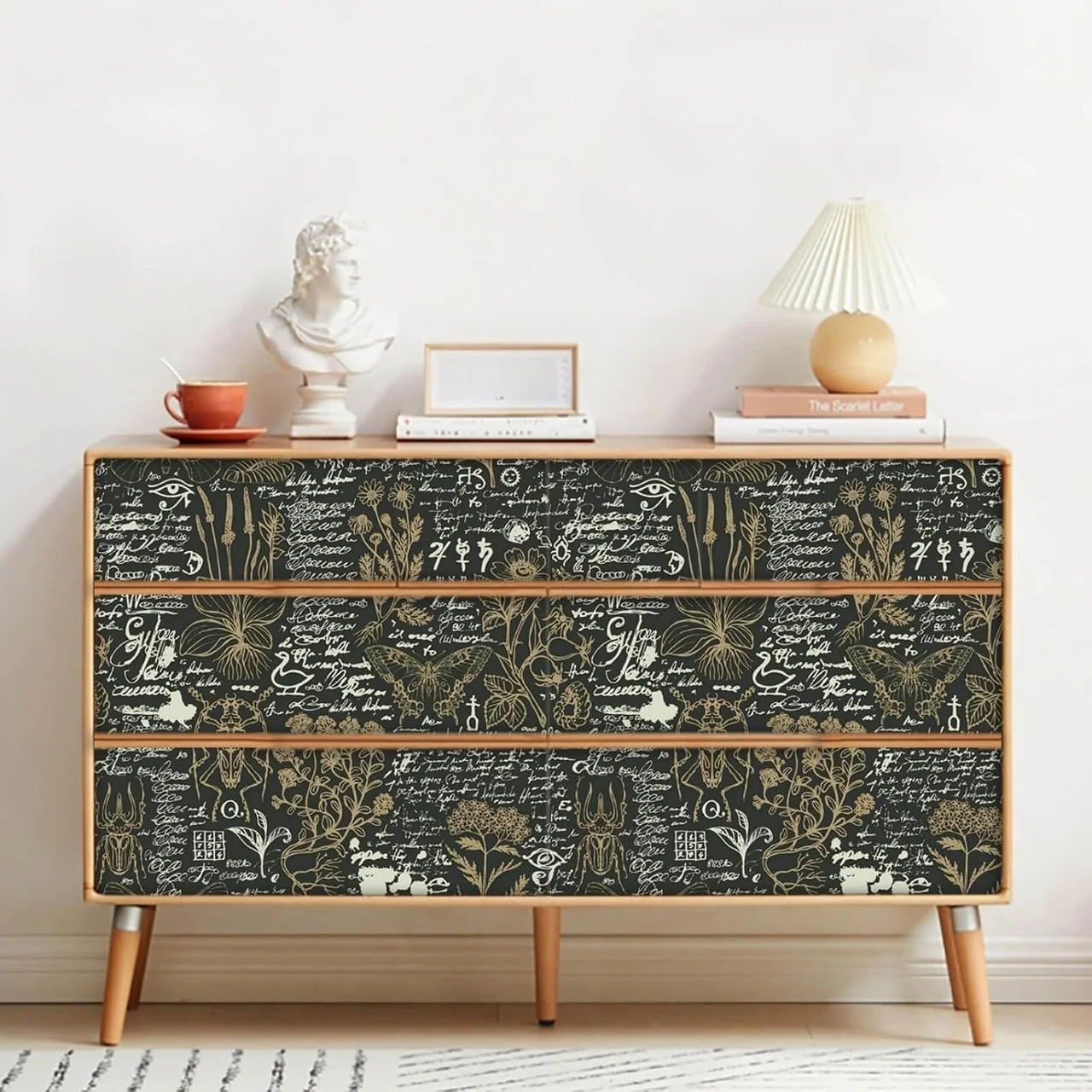 Heroad Black Leaf peel and stick wallpaper in a room