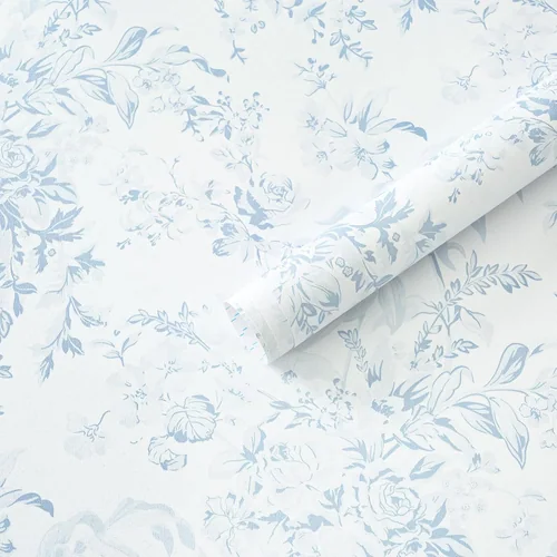 Heroad Blue Toile Leaf peel and stick wallpaper