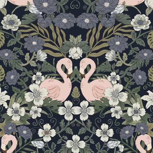Heroad Dark Blue Vintage Floral peel and stick wallpaper