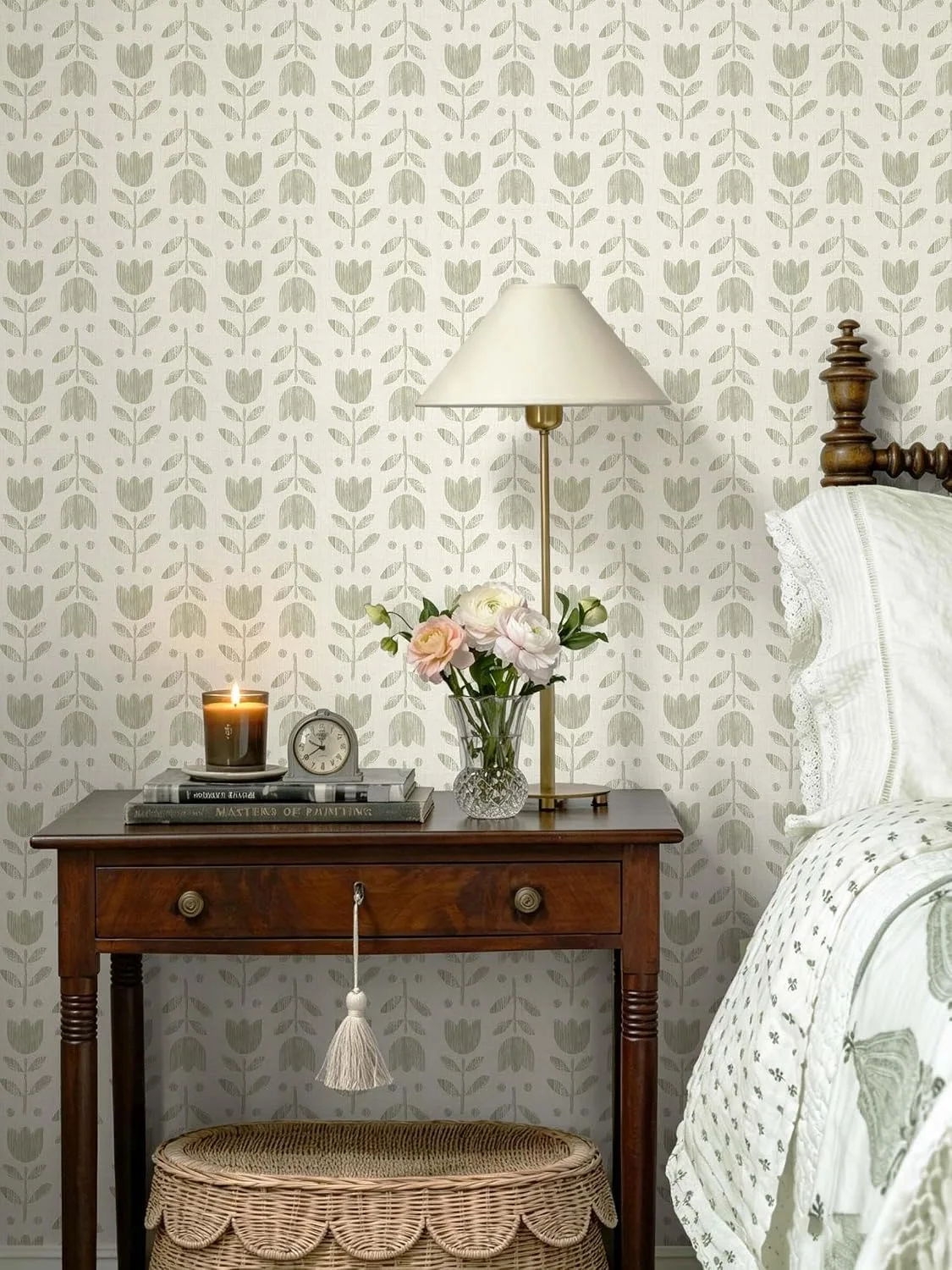 Heroad Sage Tulip peel and stick wallpaper in a room