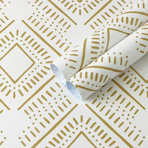 Heroad Beige and Orange Boho Diamond peel and stick wallpaper