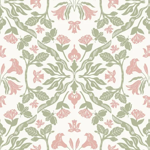 Heroad Pink Damask peel and stick wallpaper