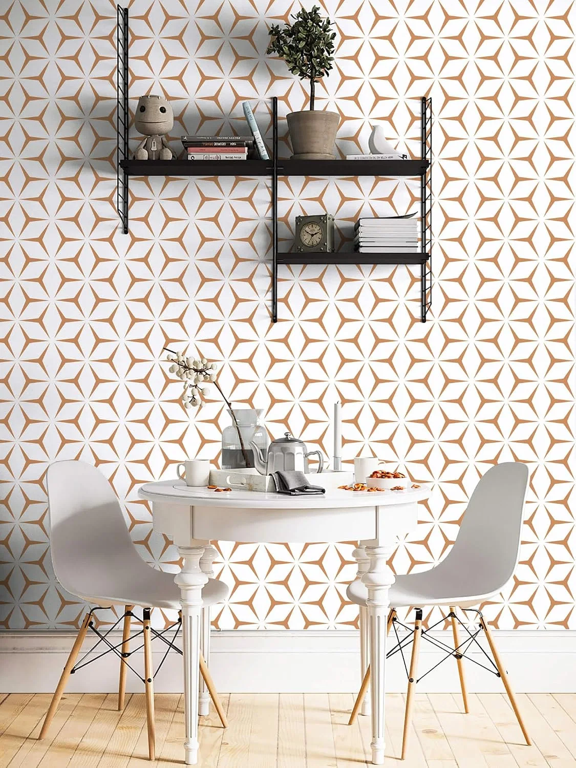 Heroad Orange Modern Geometric peel and stick wallpaper in a room