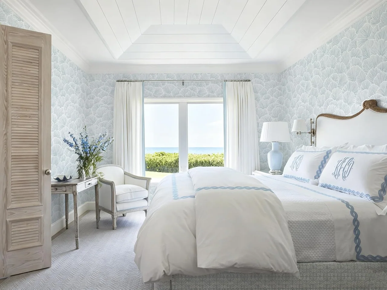 Heroad Blue Boho peel and stick wallpaper in a room