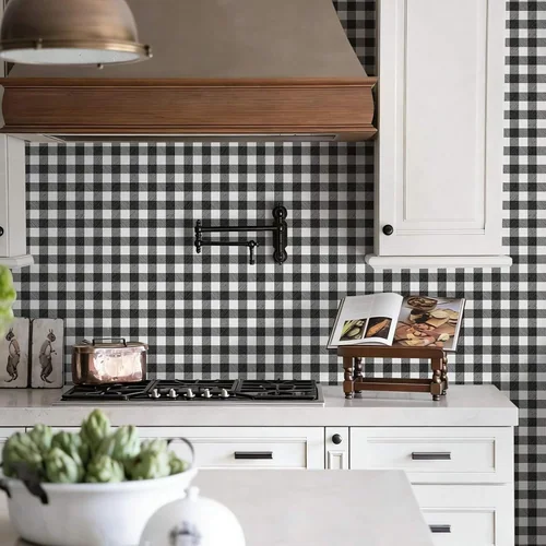 Heroad Black and White Modern Plaid peel and stick wallpaper