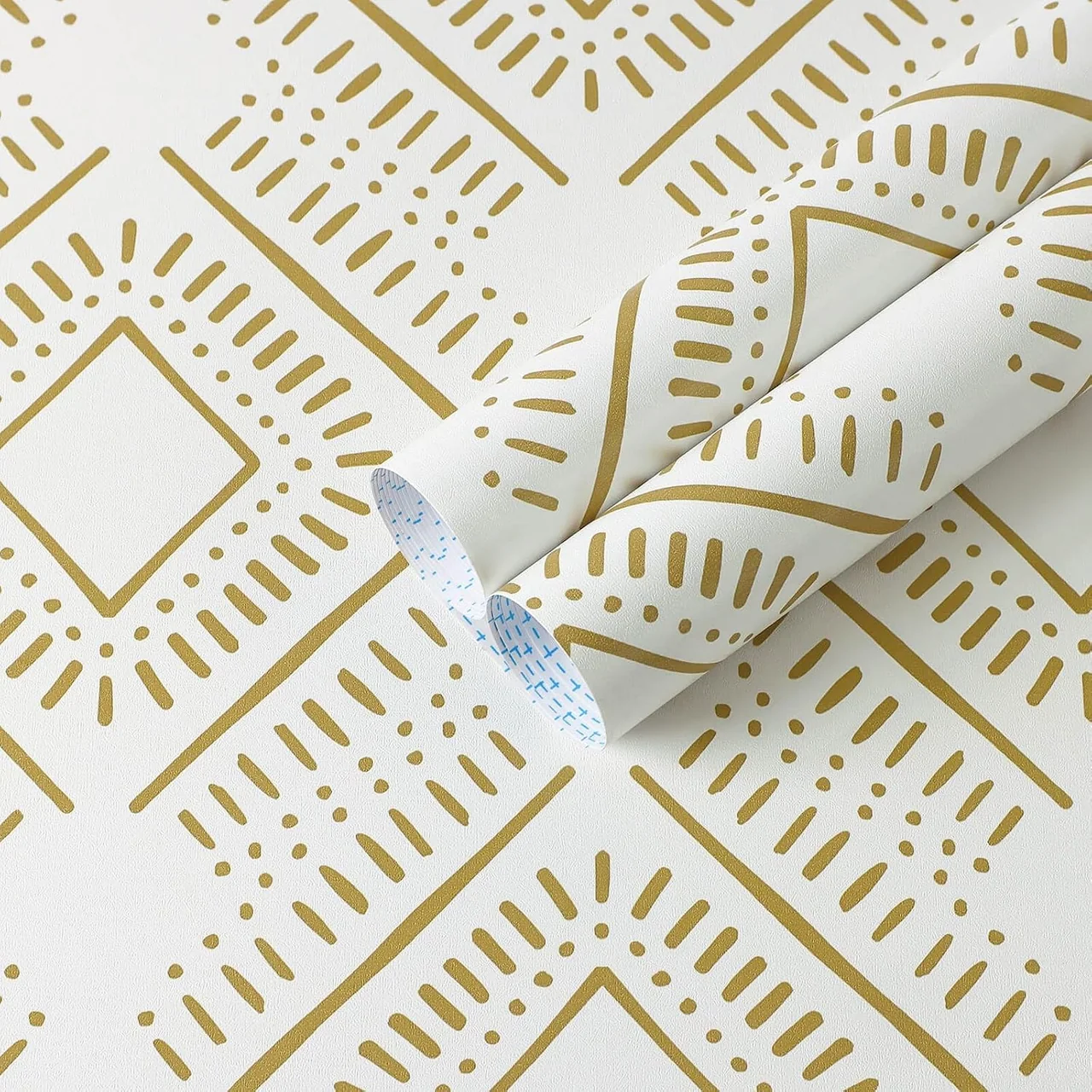 Heroad Beige and Orange Boho Diamond peel and stick wallpaper, swatch