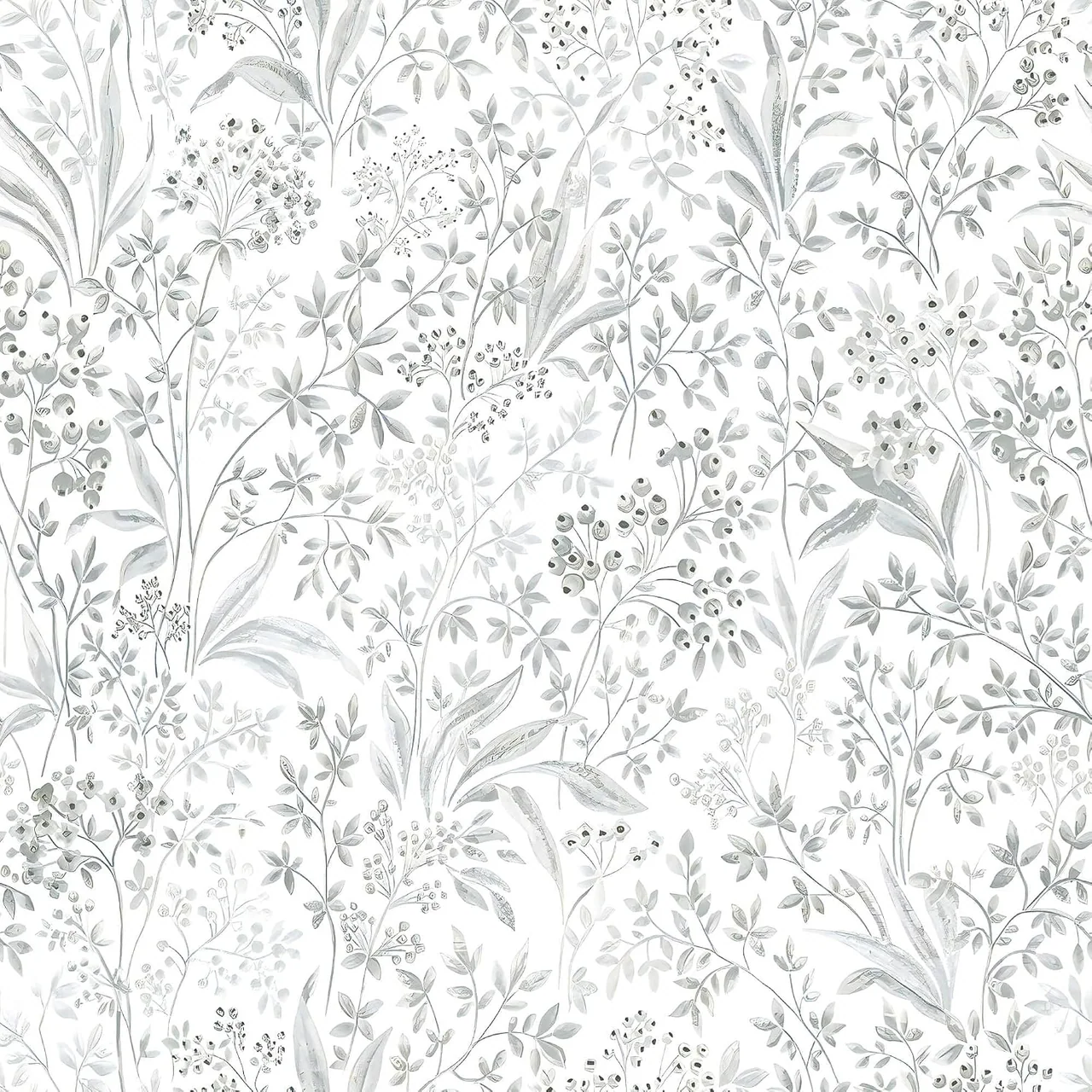 Heroad Grey Wildflower Sketch peel and stick wallpaper, swatch