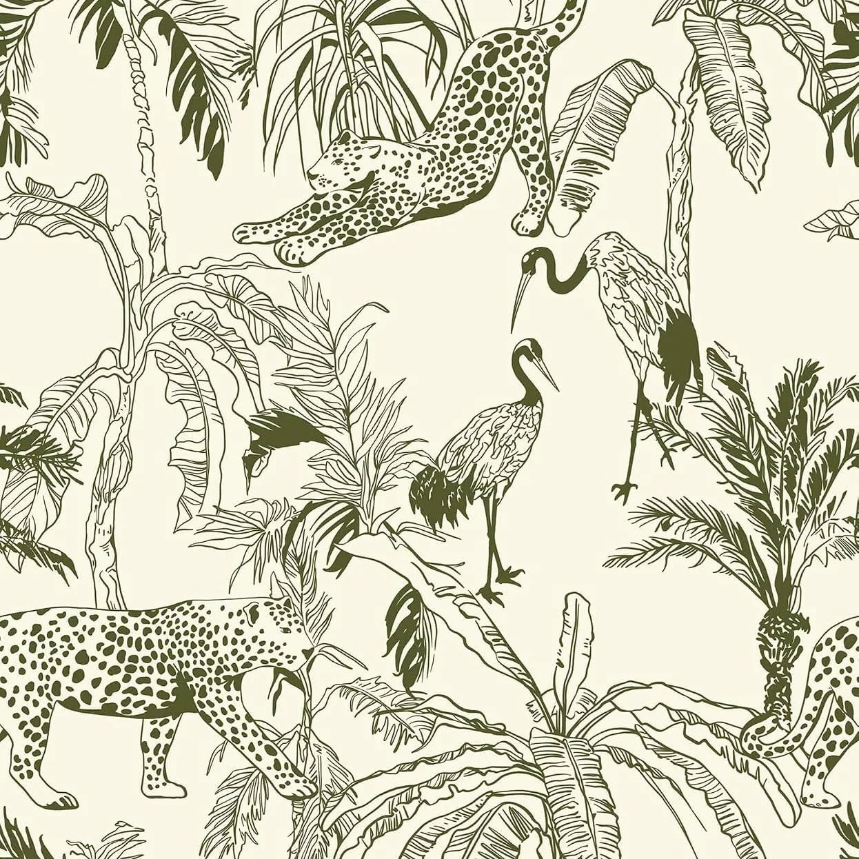 Heroad Beige Boho Jungle peel and stick wallpaper, swatch