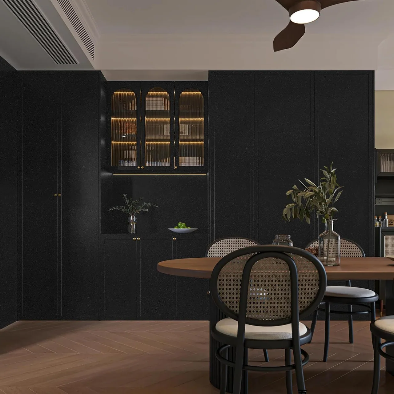 Heroad Black Matte peel and stick wallpaper in a room