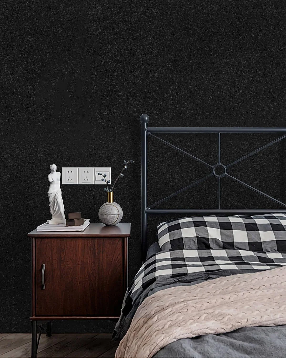 Heroad Black Matte peel and stick wallpaper in a room