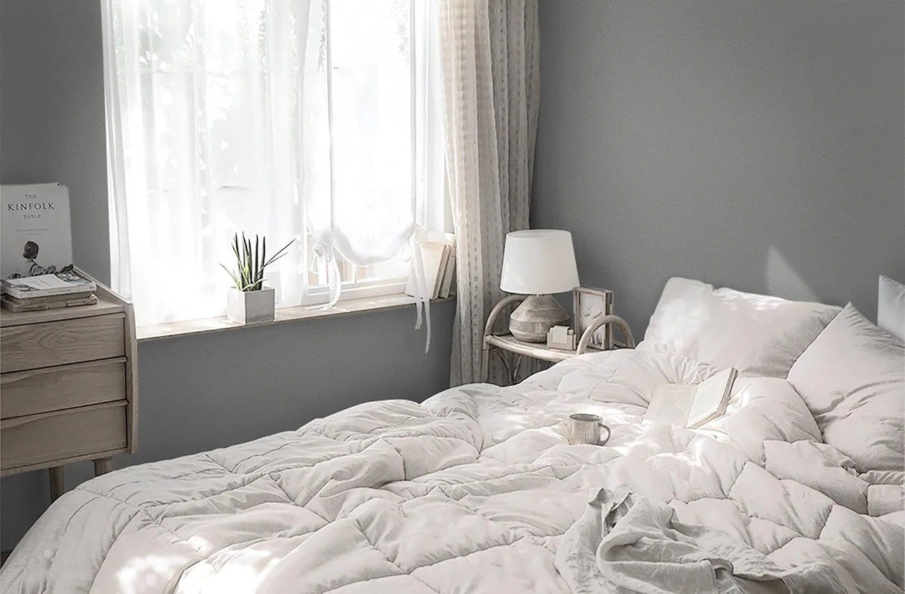 Heroad Light Grey Matte peel and stick wallpaper in a room
