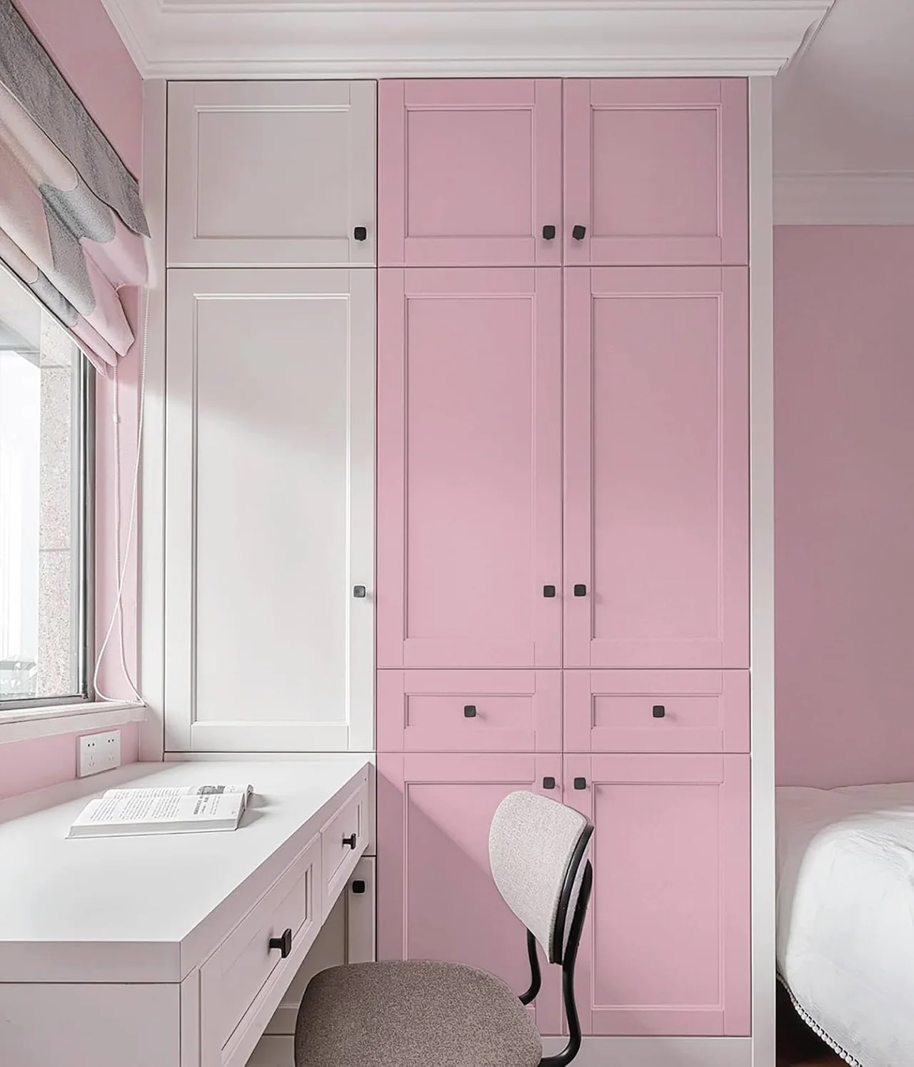 Heroad Pink Matte peel and stick wallpaper in a room