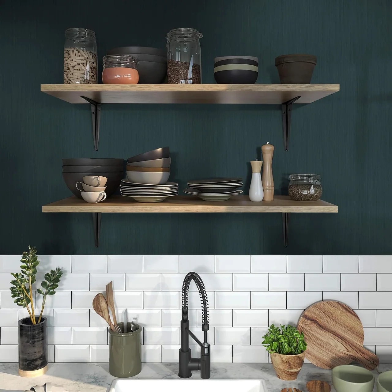 Heroad Dark Green Stainless Steel peel and stick wallpaper in a room