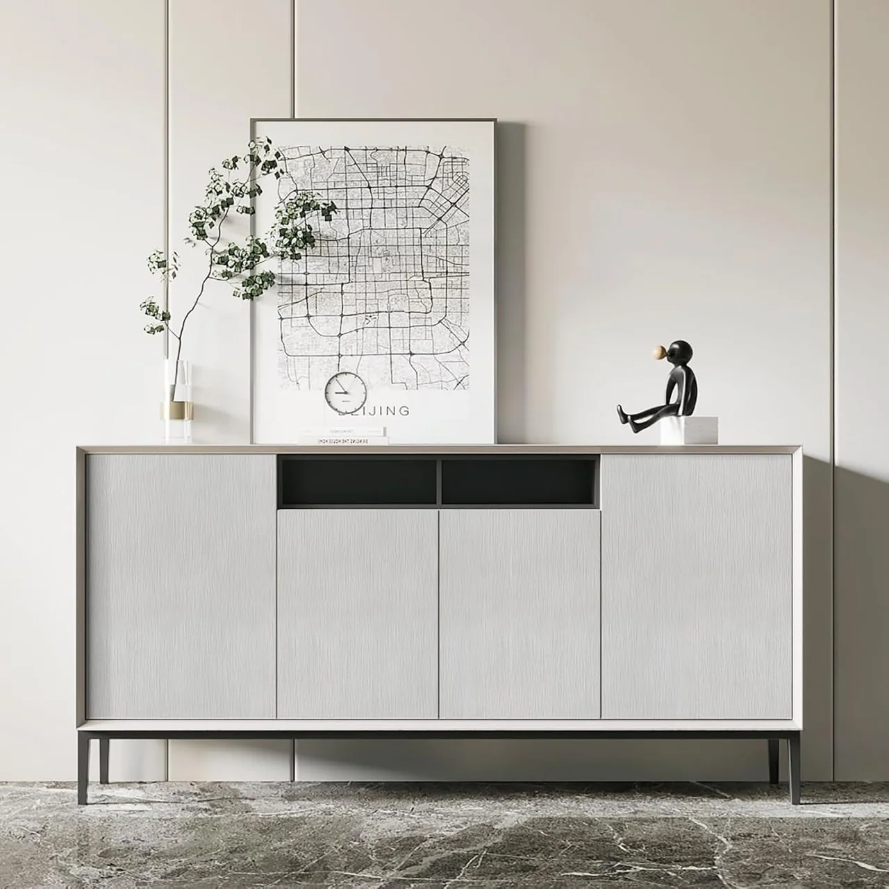 Heroad Light Grey Wood Grain peel and stick wallpaper in a room
