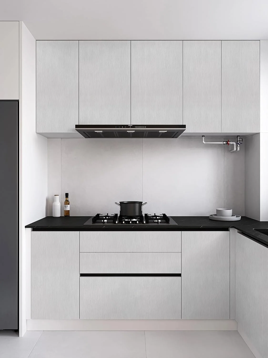 Heroad Light Grey Wood Grain peel and stick wallpaper in a room