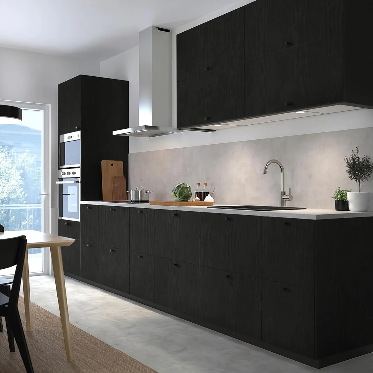Heroad Black Wood Grain peel and stick wallpaper in a room