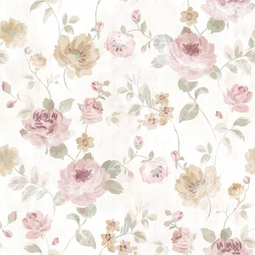Heroad Pink Rose and Dark Green Floral Set peel and stick wallpaper