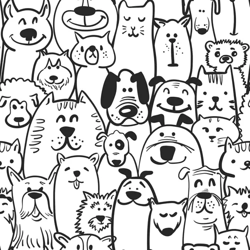 Heroad Dog Print and Natural Wood Set peel and stick wallpaper