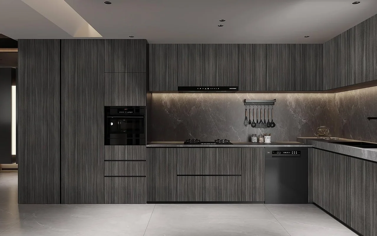 Heroad Grey Wood peel and stick wallpaper in a room