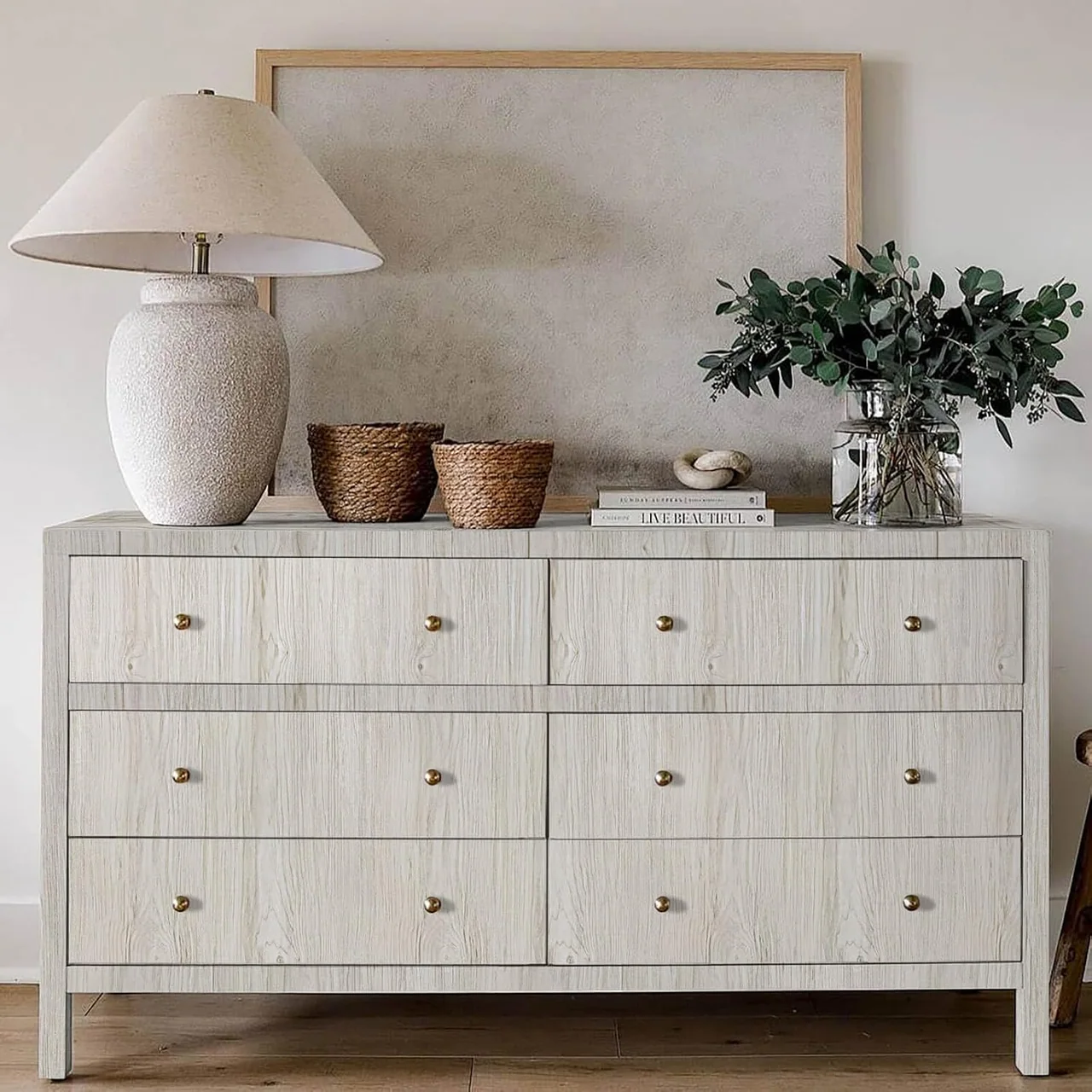 Heroad Whitewashed Wood Grain peel and stick wallpaper in a room
